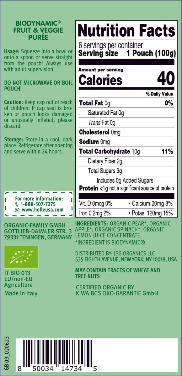 Holle Baby Food Pouches - Organic Fruit & Veggie Puree - Power Parrot (USA Version) - Formuland