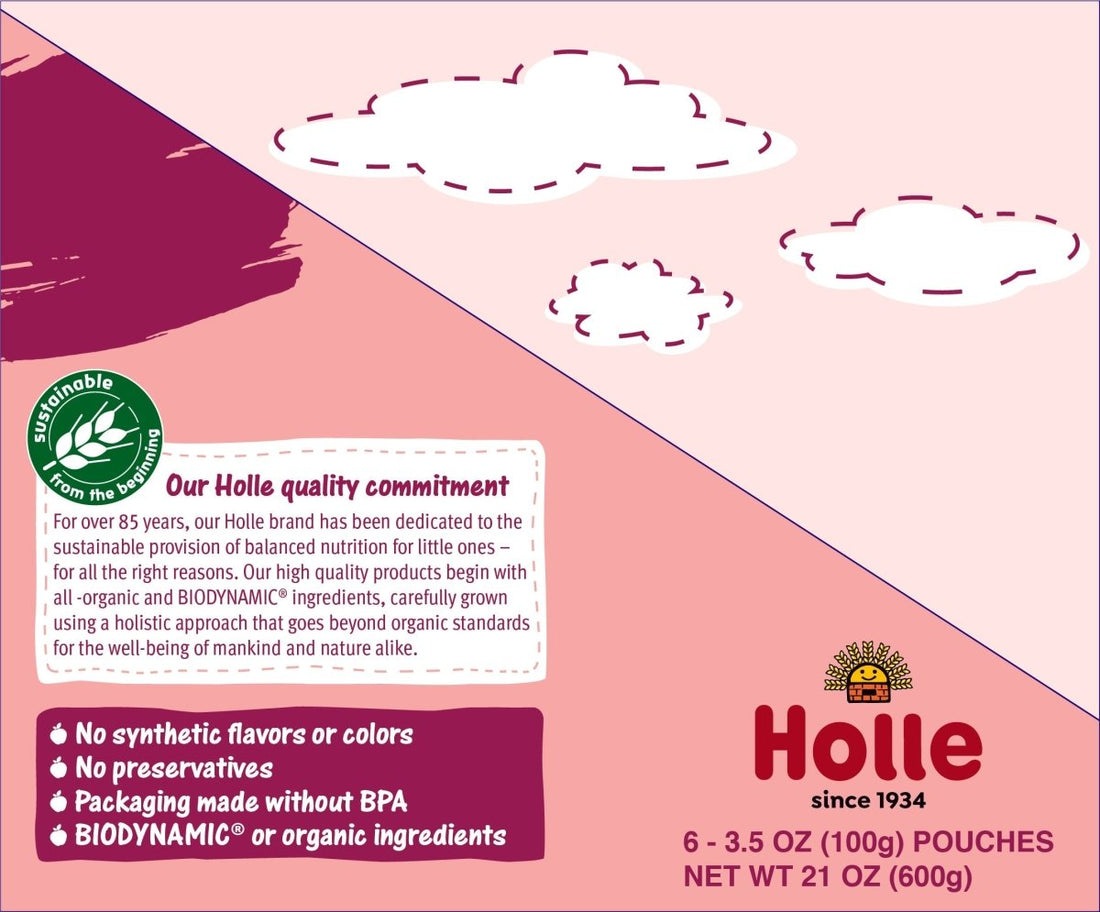 Holle Baby Food Pouches - Organic Fruit & Veggie Puree - Zebra Beet (USA Version) - Formuland