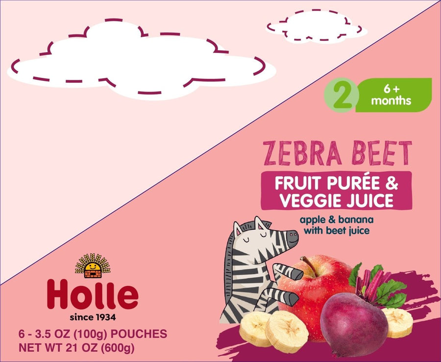 Holle Baby Food Pouches - Organic Fruit & Veggie Puree - Zebra Beet (USA Version) - Formuland