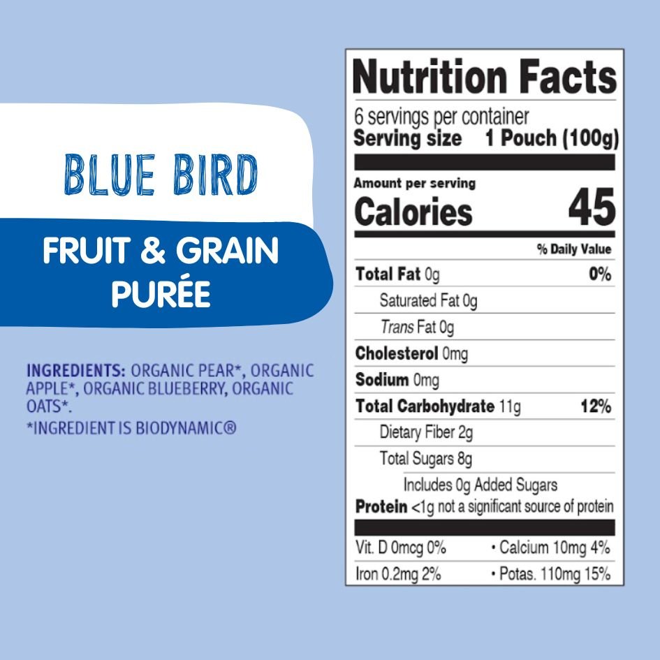 Holle Organic Blue Bird - Fruit & Grain Purée Pouches - Formuland