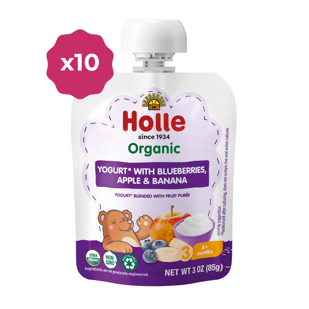 Holle Organic Blueberries, Apple & Banana Yogurt Pouches - Formuland