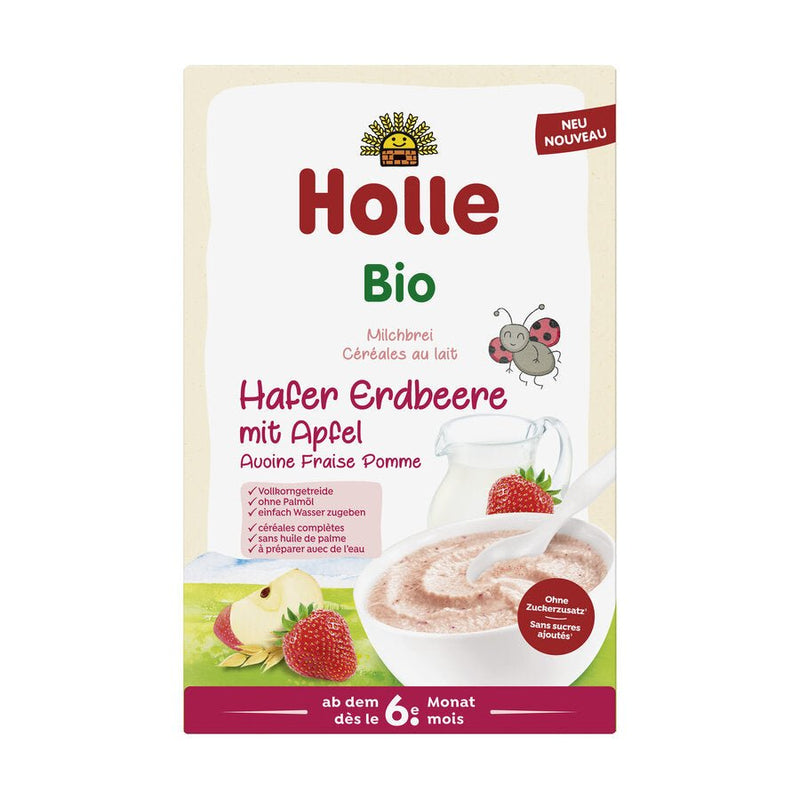 Holle Organic Milk Porridge Oat Strawberry with Apple from 6 Months (250g) - Formuland