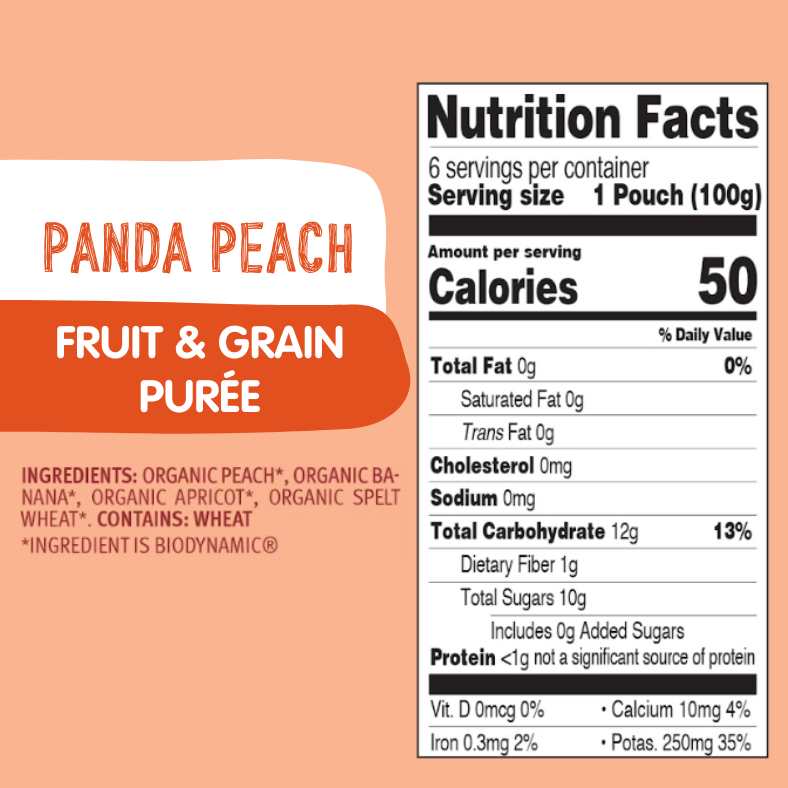 Holle Organic Panda Peach - Fruit & Grain Purée Pouches - Formuland