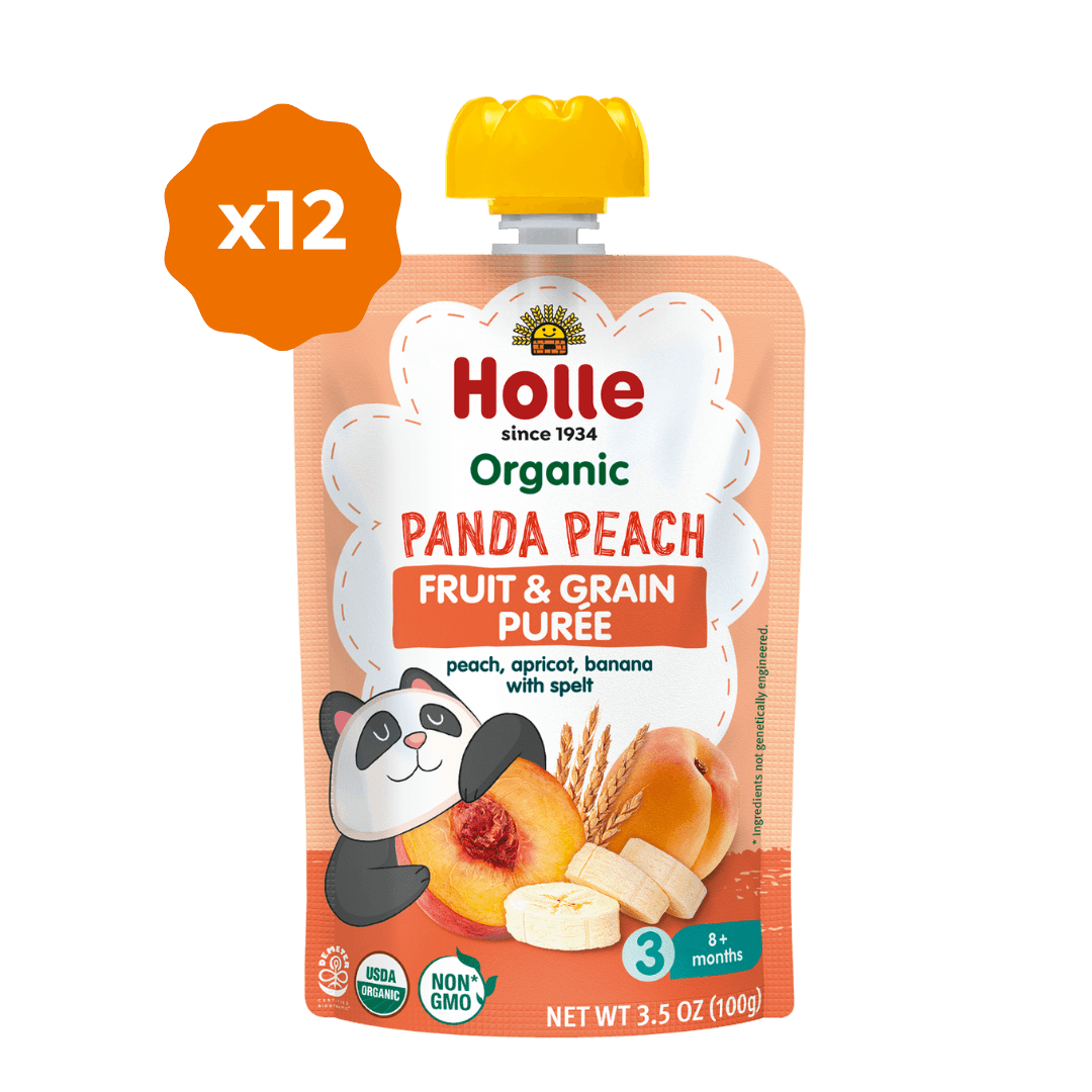 Holle Organic Panda Peach - Fruit & Grain Purée Pouches - Formuland