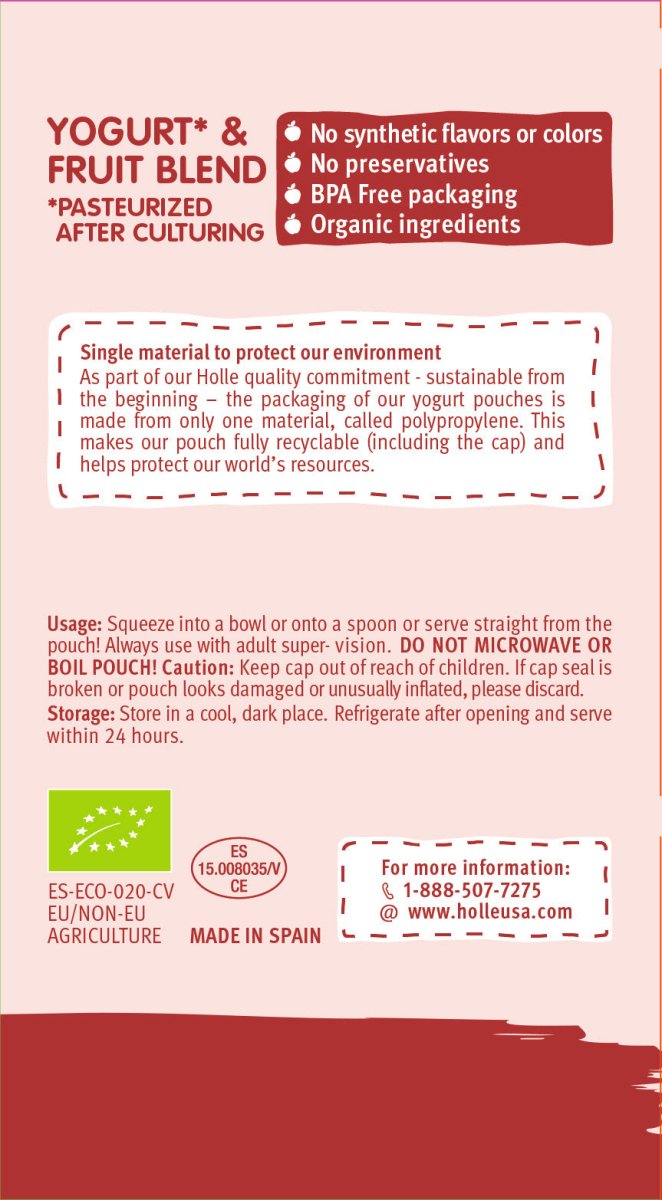 Holle Organic Yogurt Pouches - Apple, Banana & Berries - 10 Pack (USA Version) - Formuland