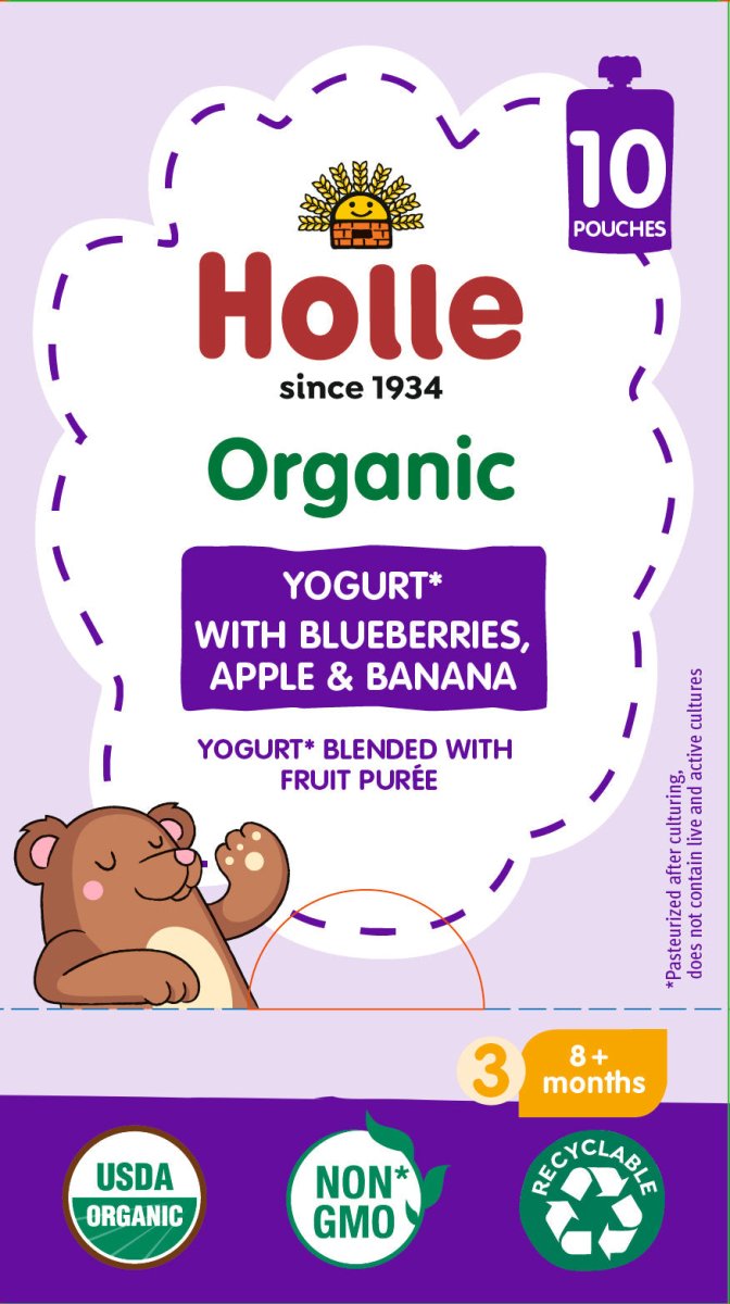 Holle Organic Yogurt Pouches - Blueberries, Apple & Banana - 10 Pack (USA Version) - Formuland
