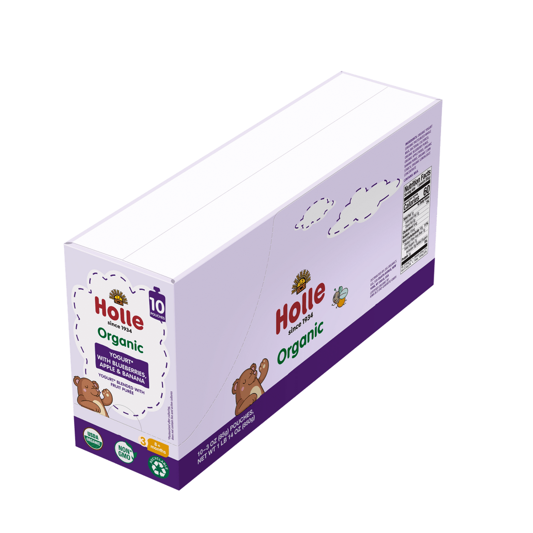 Holle Organic Yogurt Pouches - Blueberries, Apple & Banana - 10 Pack (USA Version) - Formuland
