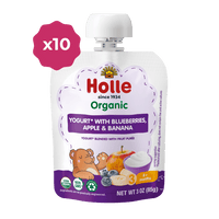 Holle Organic Yogurt Pouches - Blueberries, Apple & Banana - 10 Pack (USA Version) - Formuland