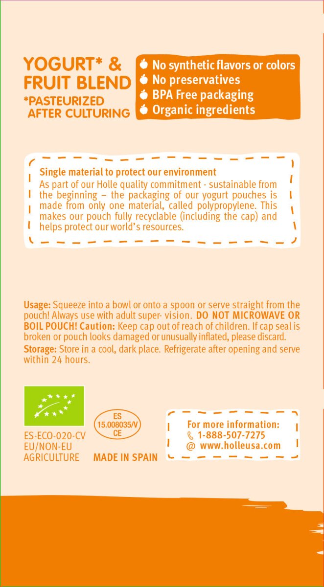 Holle Organic Yogurt Pouches - Mango - 10 Pack (USA Version) - Formuland