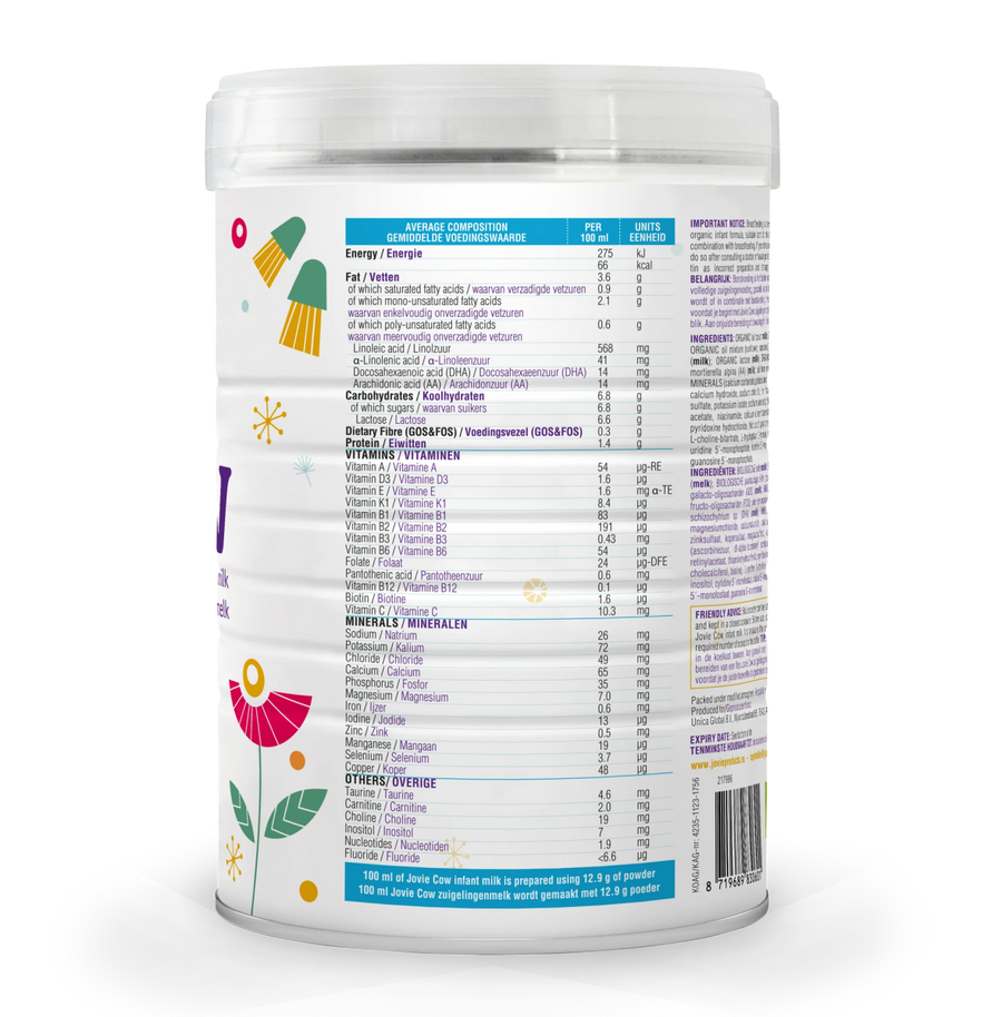 Jovie Organic Cow Milk Formula Stage 1 (800g) - Formuland