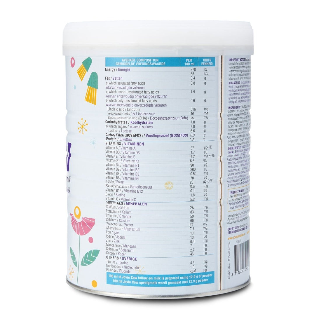 Jovie Organic Cow Milk Formula Stage 3 (800g) - Formuland