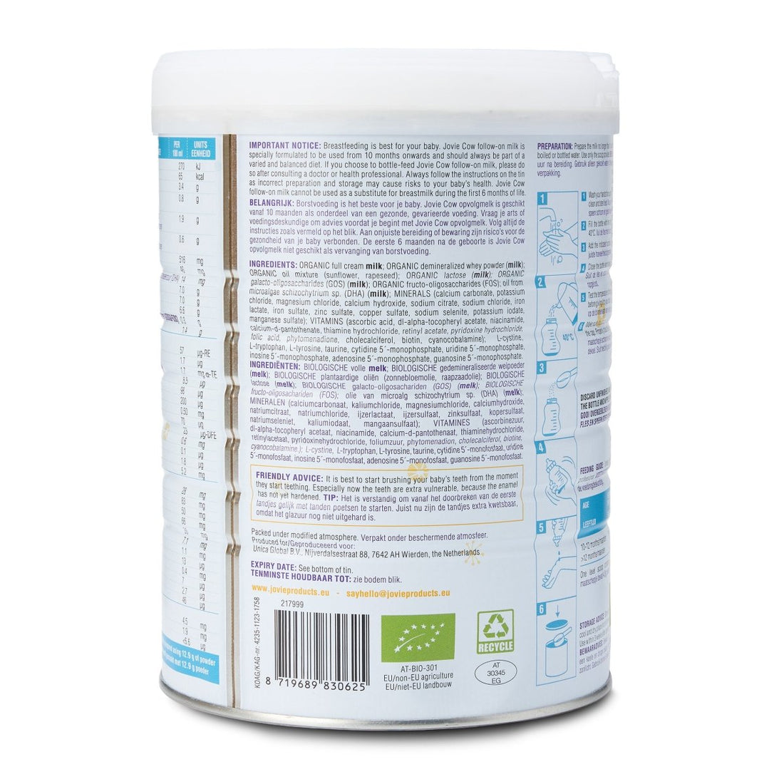 Jovie Organic Cow Milk Formula Stage 3 (800g) - Formuland