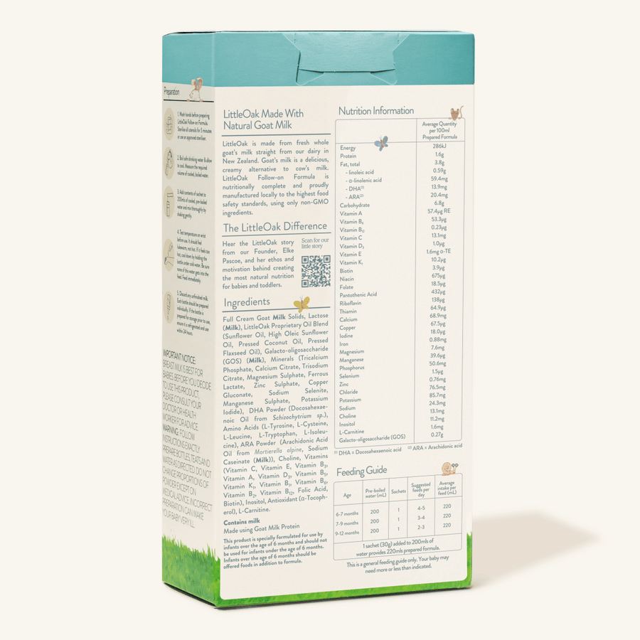 LittleOak Natural Goat Milk Follow - on Formula – Stage 2 Sachets - Formuland