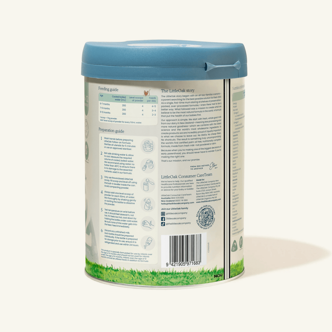 LittleOak Natural Goat Milk Follow - On Formula with Olive Oil – Stage 2 (800g) - Formuland