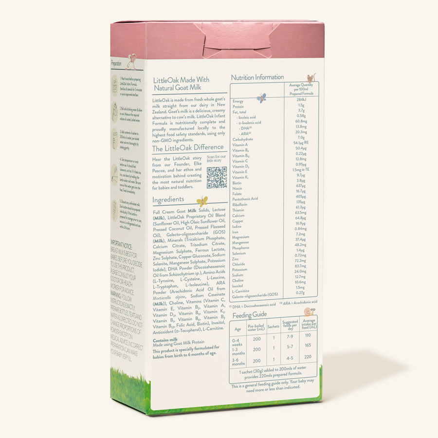 LittleOak Natural Goat Milk Infant Formula – Stage 1 Sachets - Formuland
