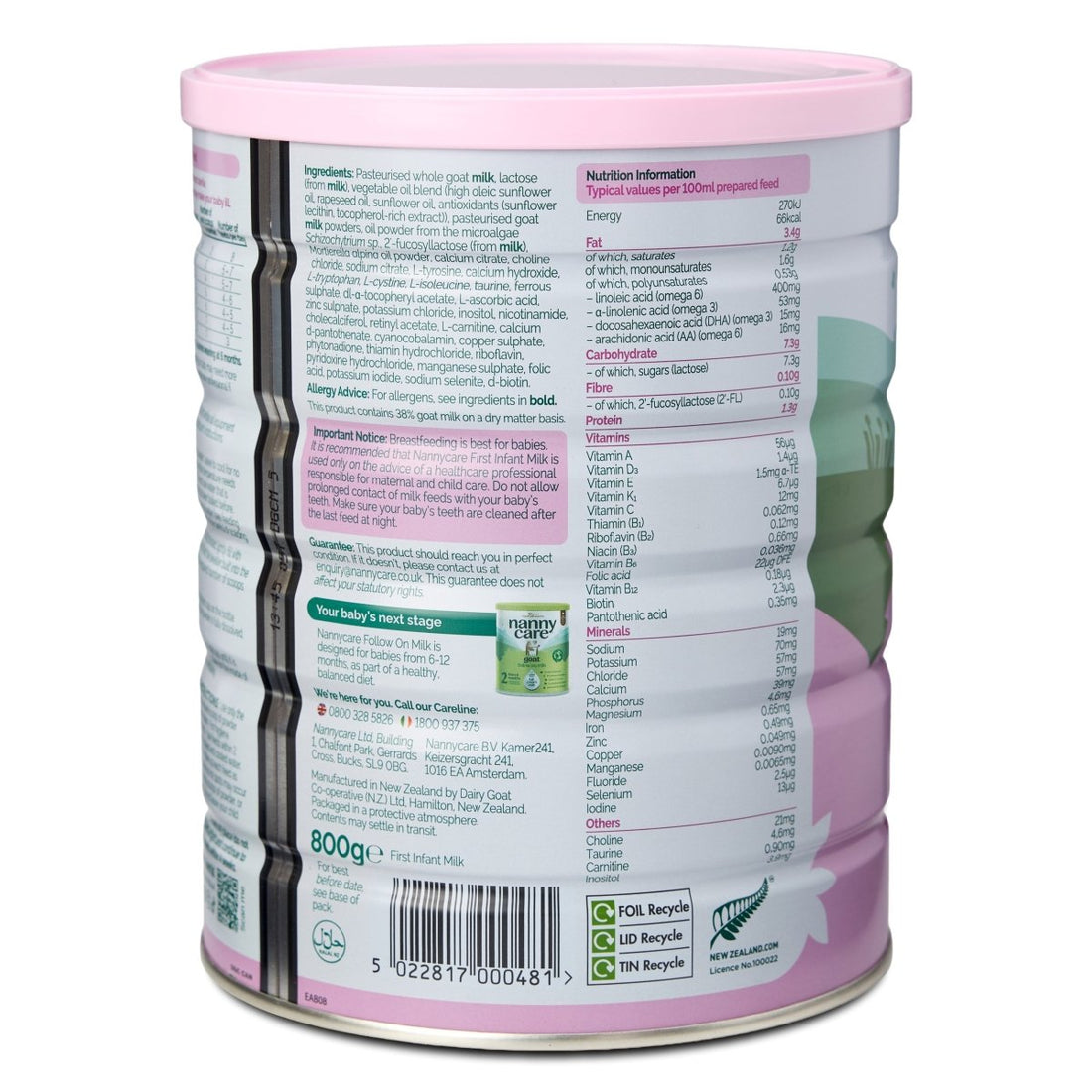 Nannycare Stage 1 Infant Formula (800g) - Formuland