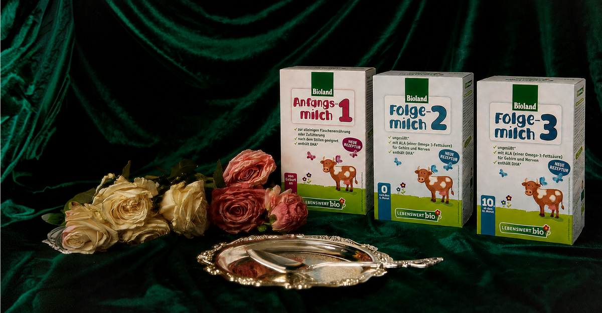 Lebenswert Bio Stage 1 and Stage 2 boxes on a kitchen counter