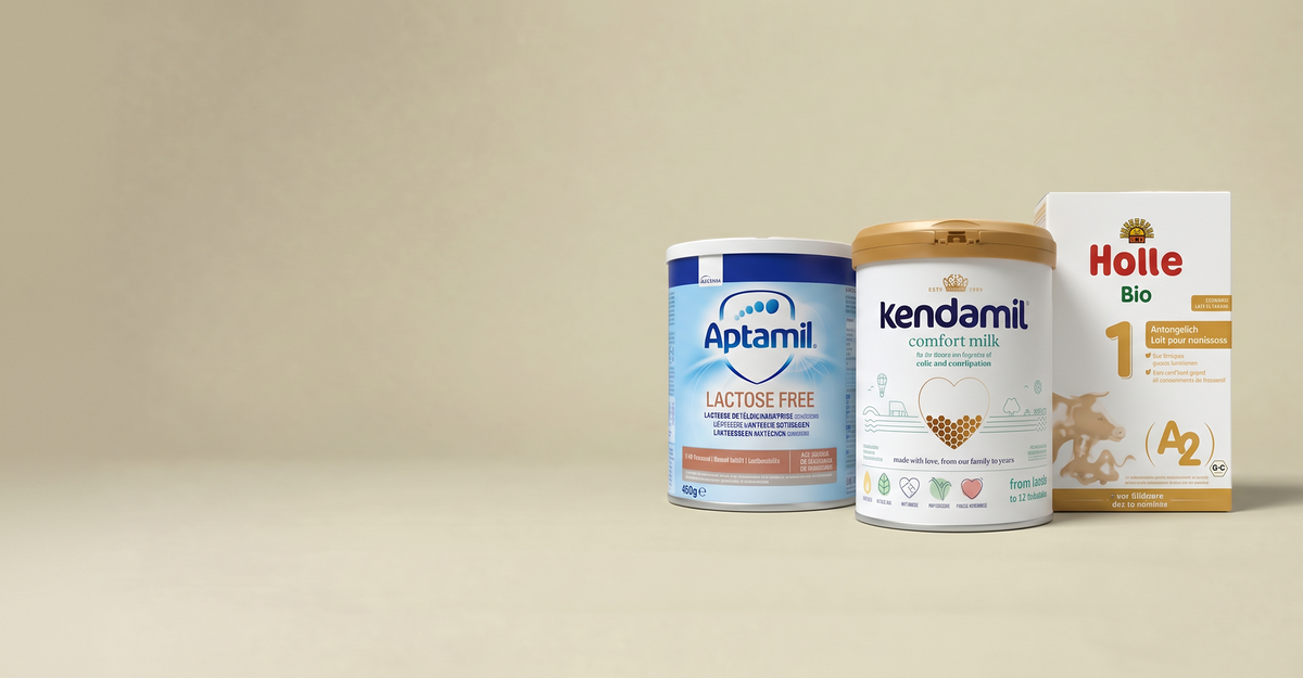 Aptamil Lactose Free, Kendamil Comfort and Holle A2 formulas