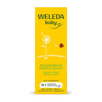 Weleda Baby Calendula Face & Body Cream 75ml retail box, organic calendula baby cream with midwife recommendation seal