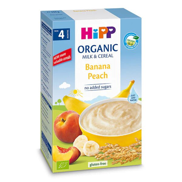 HiPP Organic Banana Peach Milk & Cereal from 4 months (250g) - Formuland
